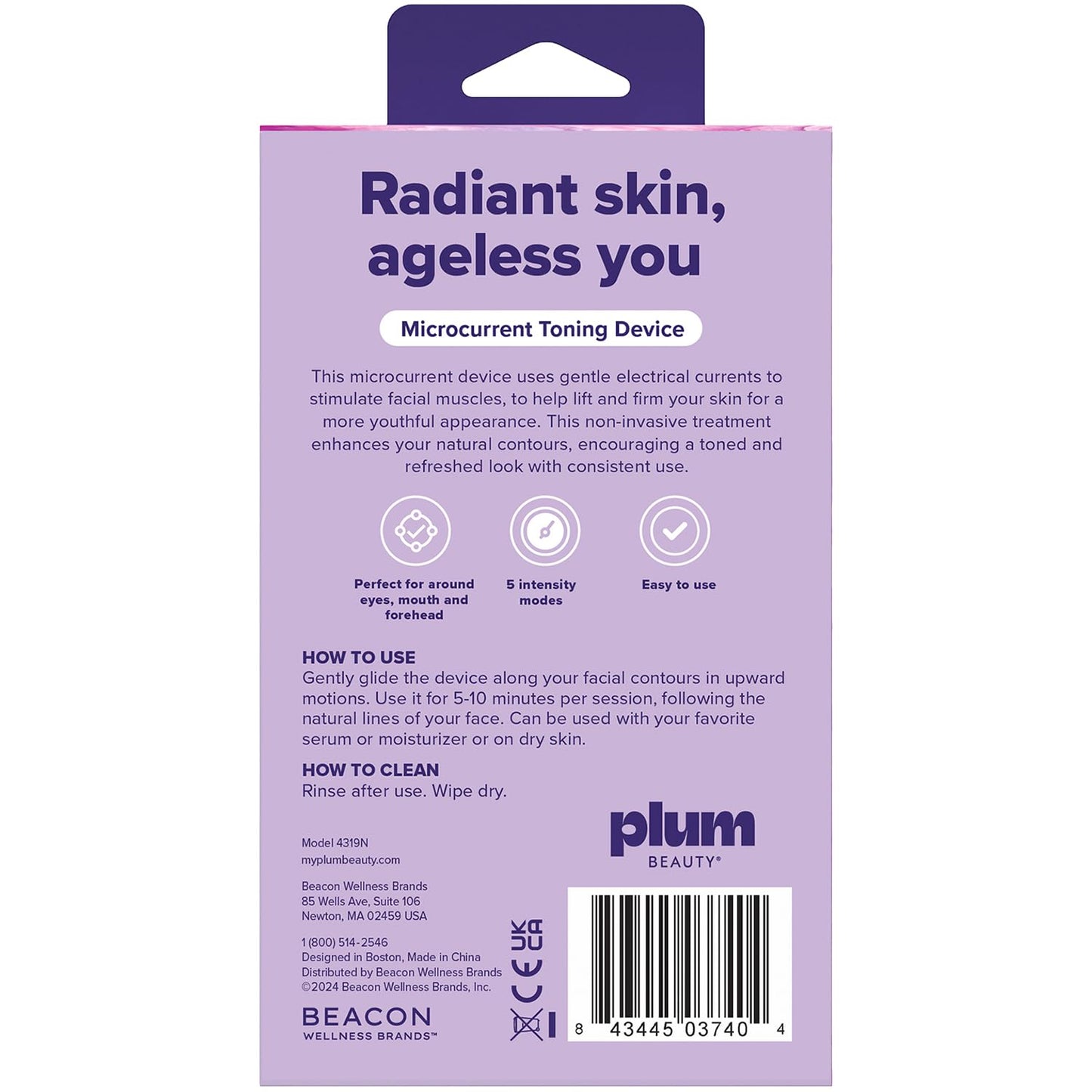 Plum Beauty - Dispositivo tonificador de microcorriente, ajuste de la piel y masajeador de contorno facial, regalos de autocuidado para mujeres