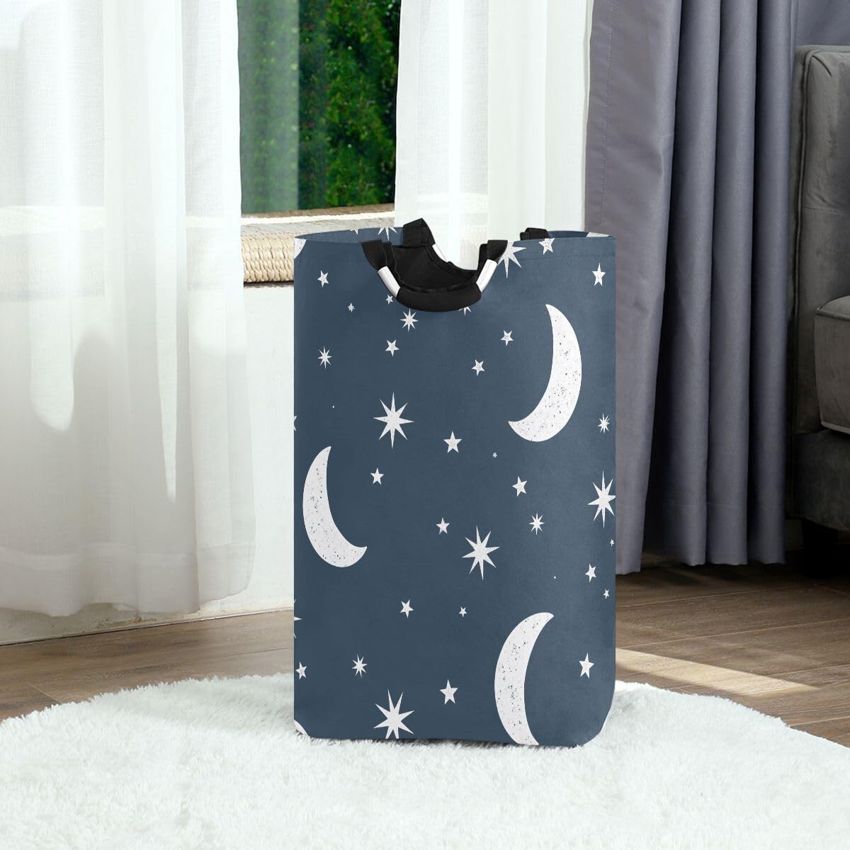 senya Cesta de almacenamiento grande plegable con diseño de estrellas y nubes, para ropa de guardería, juguetes