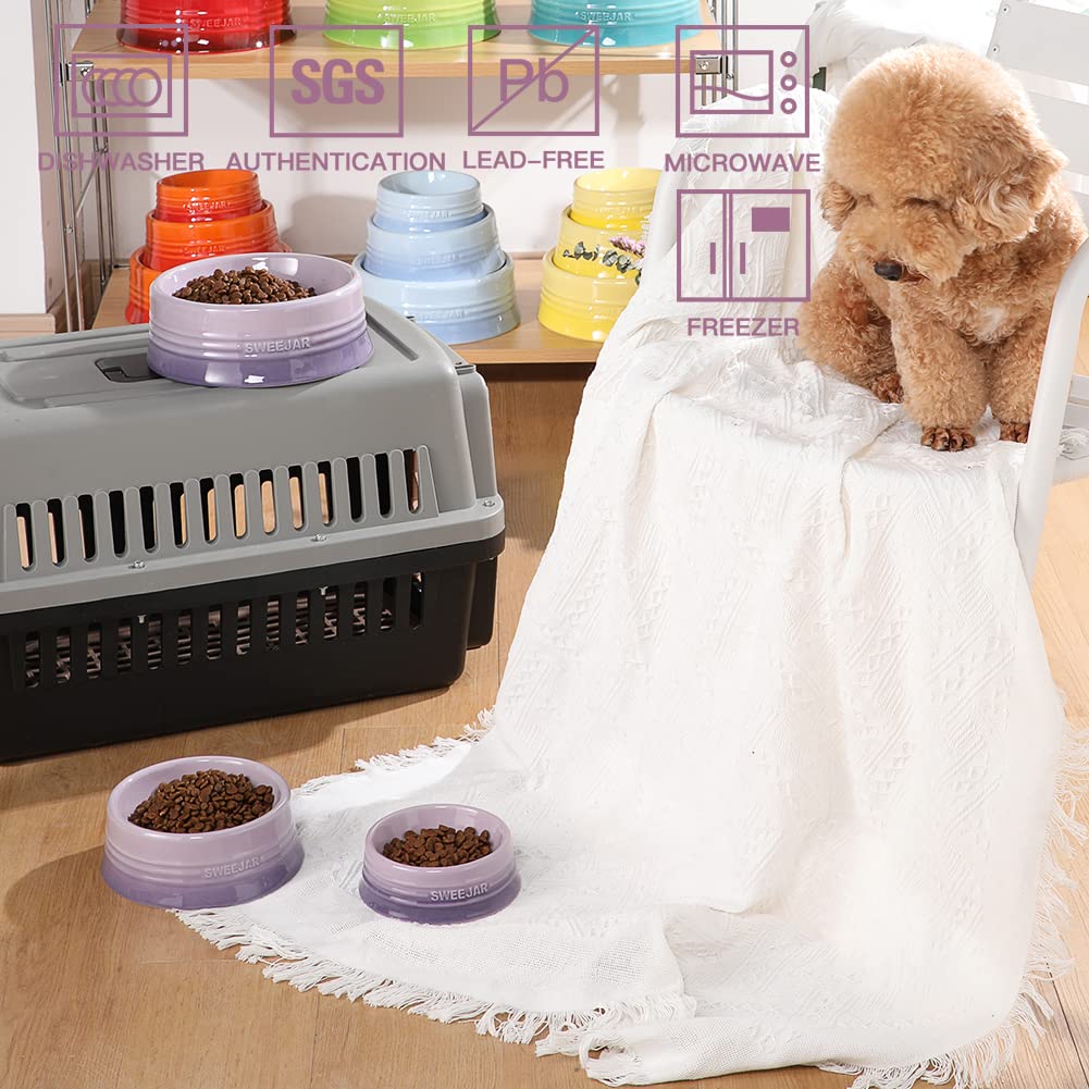 Cuenco de Cerámica SWEEJAR Morado para Perros y Gatos Medianos