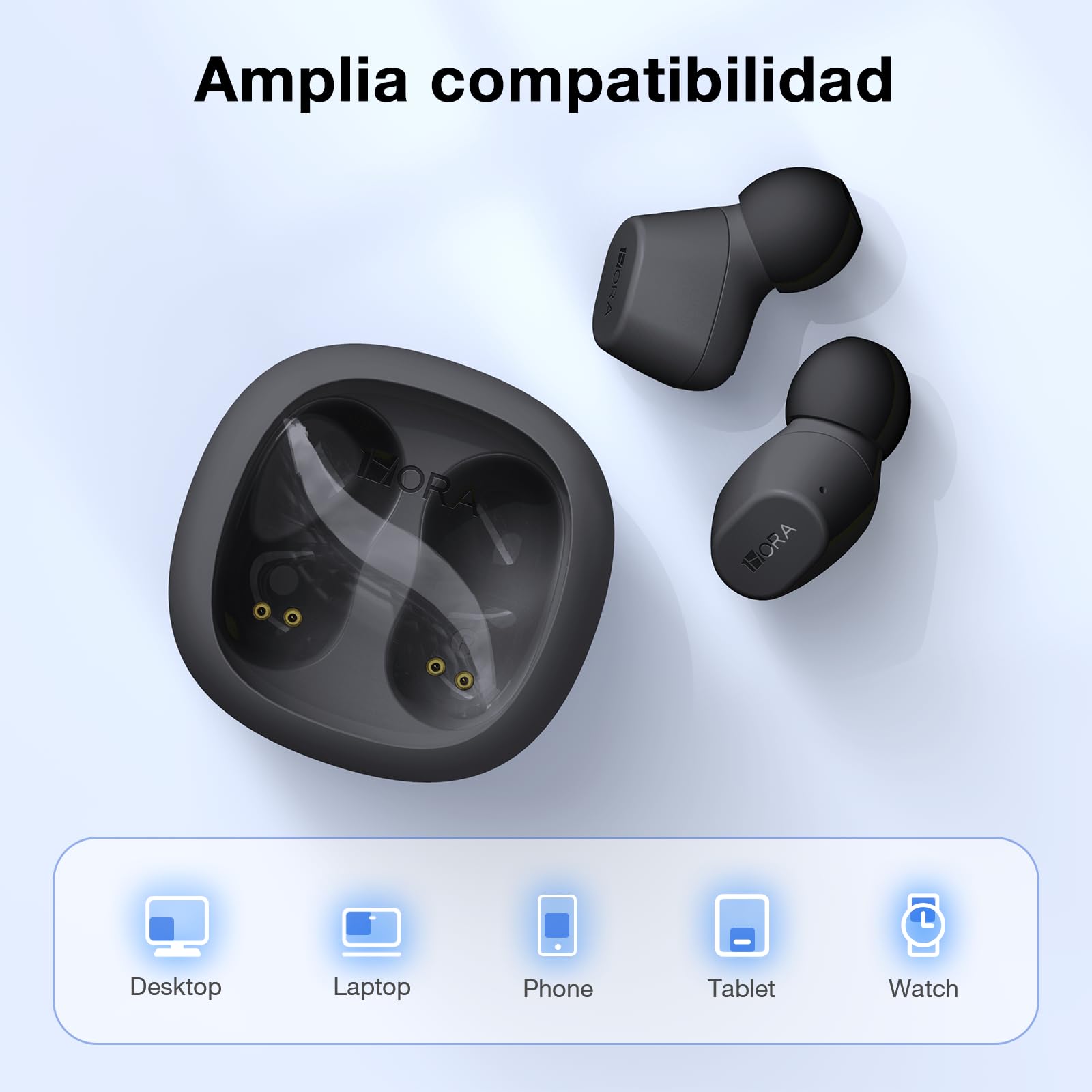 Audífonos In-Ear 1 Hora Bluetooth 5.3 Negro Mate para Música y Llamadas
