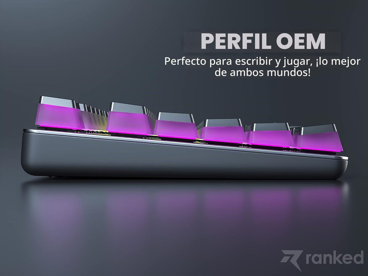 Teclas PBT Ranked Negro Diseño Translúcido para Teclado Mecánico RGB Juegos Perfil OEM 112 ANSI e ISO