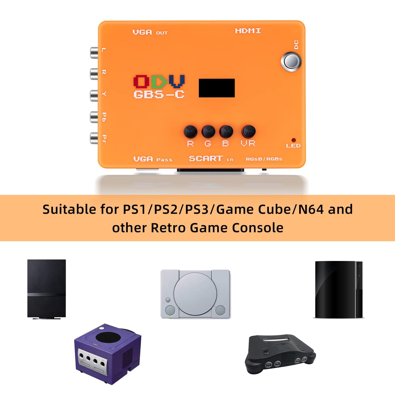 Mcbazel ODV GBS-C Convertidor componente/VGA/Scart a VGA/HDMI Scan Converter GBS Control para consola de juegos retro YPbPR/señales RGB a señales HDMI/VGA OSSC X