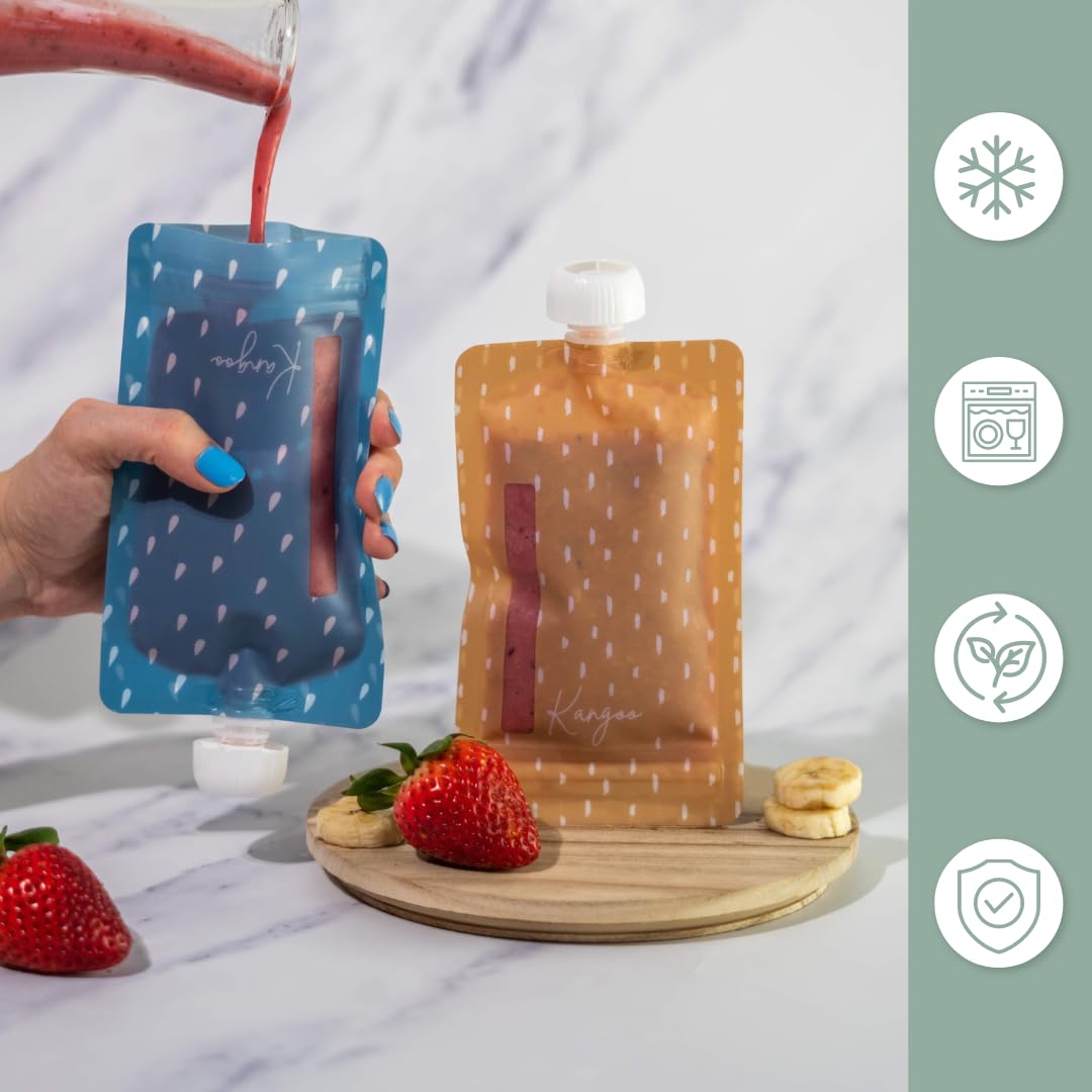 Bolsas reutilizables para alimentos para bebés – Bolsas de almacenamiento de alimentos para niños pequeños y niños – Puré de manzana, batidos, yogur y puré – Bolsa para apretar sin BPA, paquete de 12