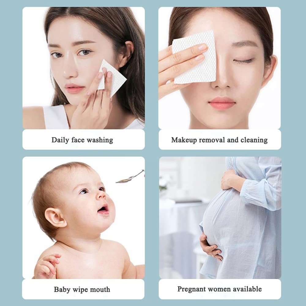 Toallita suave y seca, 100% algodón, toalla facial desechable, sin pelusas, uso húmedo en seco para piel sensible, limpieza facial, eliminación de maquillaje, limpieza de superficies (300 Count (Pack of 3))