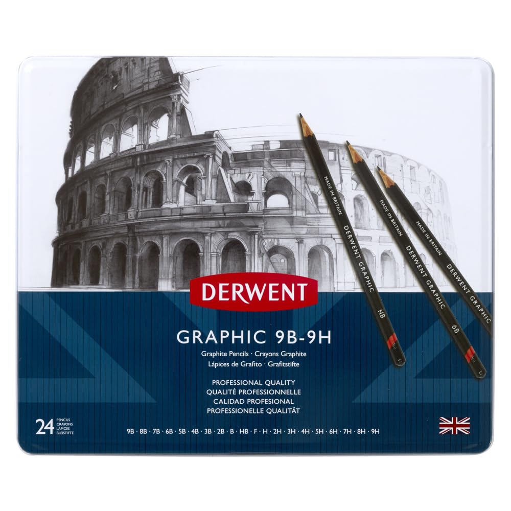 Derwent - Lápices gráficos, 24 unidades, Multicolor, Rango completo (9B a 9H)