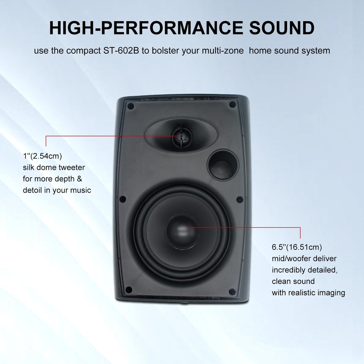 STUDIOFINIX - Altavoces para exteriores de 6.5 pulgadas y 400 W con cable, impermeables, pasivos con graves potentes, altavoces de montaje en pared para patio, jardín, piscina, hogar, (par), color