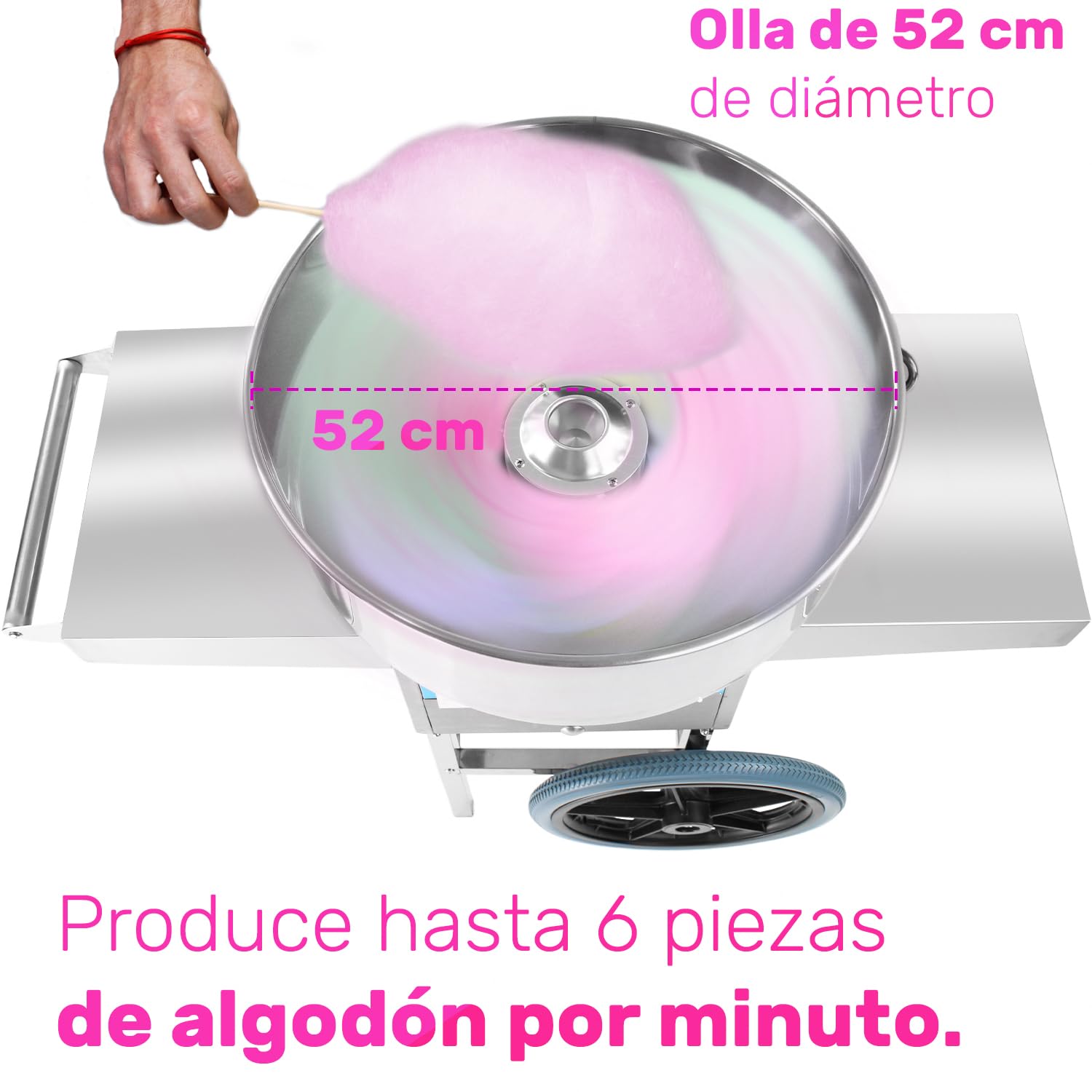 GUTSTARK Maquina Algodon Azucar Comercial Ruedas 110v 1000w Cotton