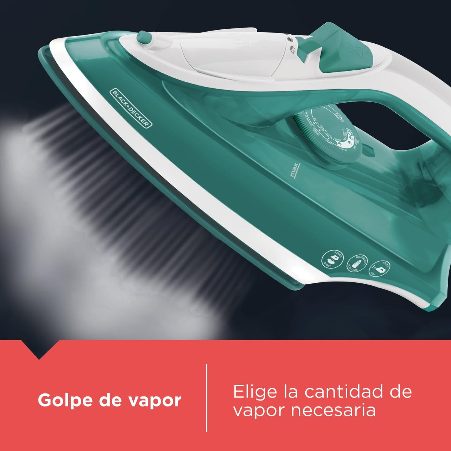 Black+Decker Plancha de Vapor TrueGlide muy durable y más vapor, Tanque de Agua 250ml, IRBD352