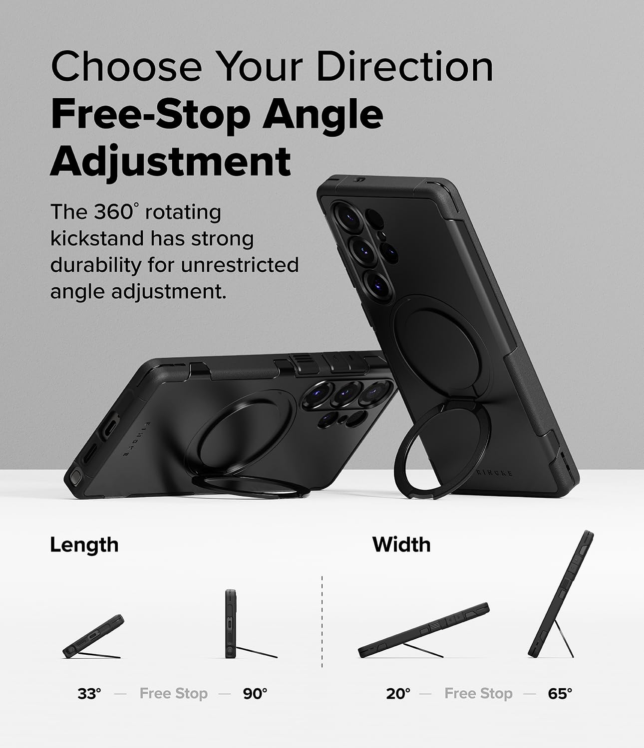 Funda Ringke Samsung Galaxy S25 Ultra Black con Soporte Magnético Ajustable y Resistente a Golpes Compatible con MagSafe para Hombre
