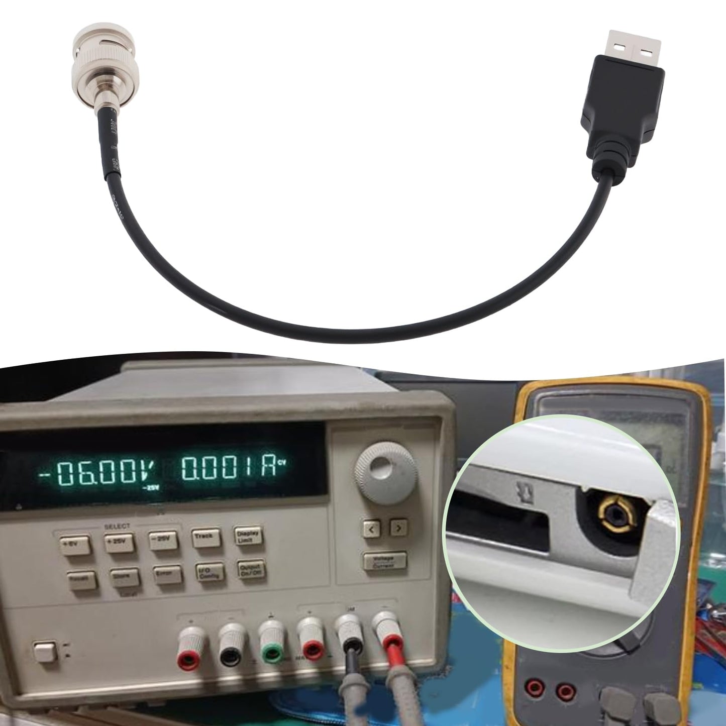 Create idea - 2 cables RG174 BNC macho a USB 2.0 macho adaptador de conector adecuado para prueba coaxial de potencia (20 cm, 50 ohm)