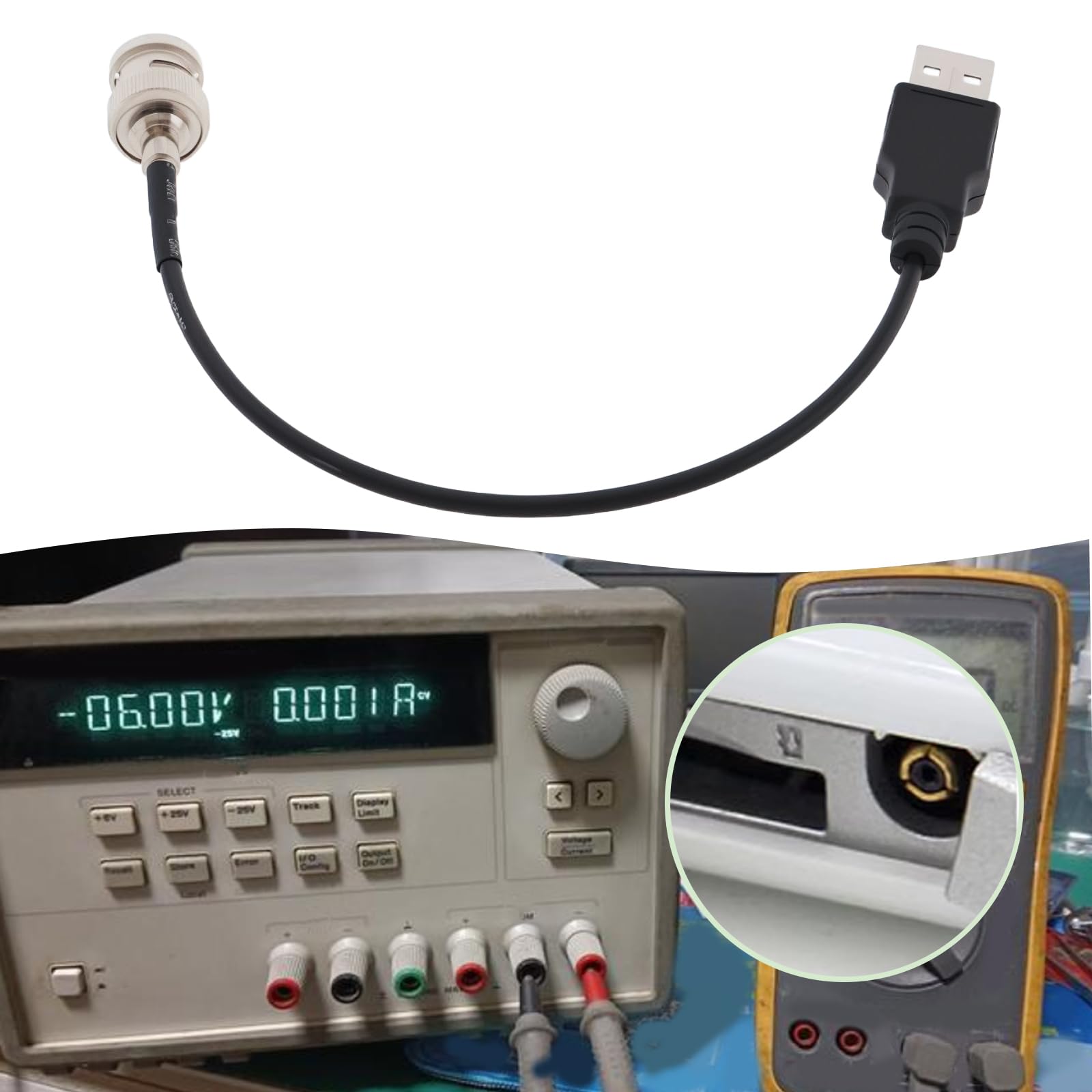 Create idea - 2 cables RG174 BNC macho a USB 2.0 macho adaptador de conector adecuado para prueba coaxial de potencia (20 cm, 50 ohm)