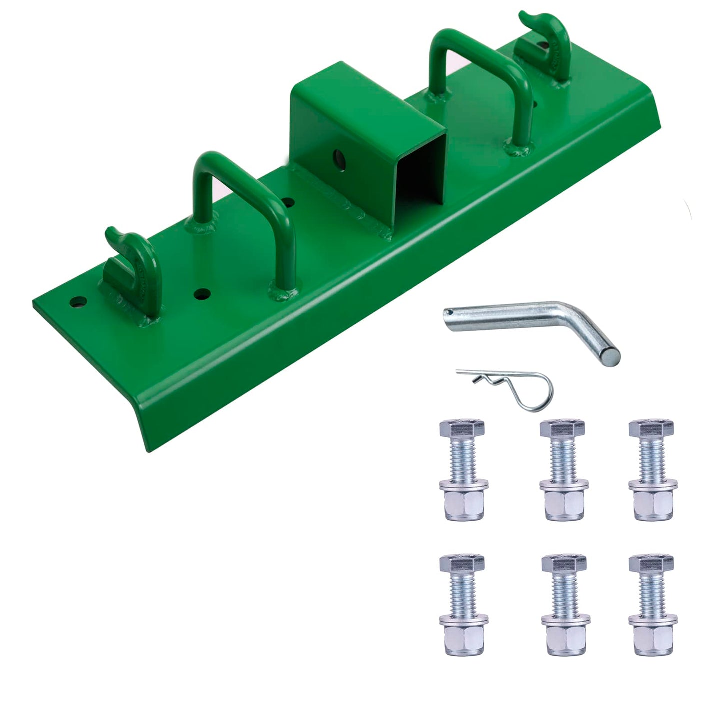 ONECHOI - Ganchos para cubeta de tractor, ganchos de tornillo de 2 pulgadas, ganchos de agarre de acero forjado G70, asas de remolque y agarre, pernos de gancho de remolque con borde curvado de 60° para cubeta John Deere (cubeta de servicio estándar de 1.