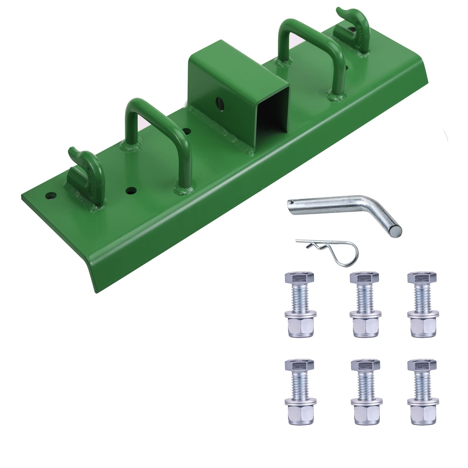 ONECHOI - Ganchos para cubeta de tractor, ganchos de tornillo de 2 pulgadas, ganchos de agarre de acero forjado G70, asas de remolque y agarre, pernos de gancho de remolque con borde curvado de 60° para cubeta John Deere (cubeta de servicio estándar de 1.