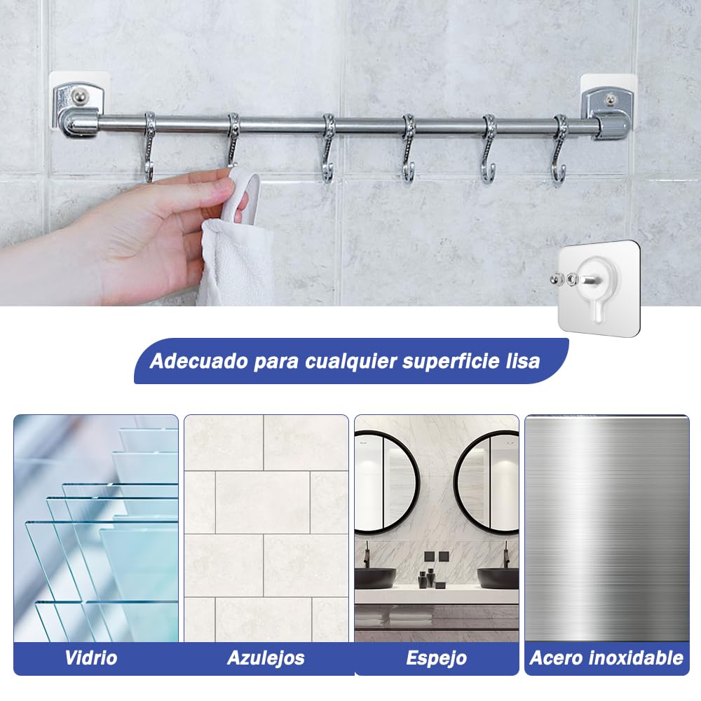 Freetis Ganchos Adhesivos Transparentes, Ganchos de Pared Sin Clavos, 10PCS Ganchos de Baño Adhesivos Ganchos Impermeables y Reutilizables Sin Costura (6 * 6/1.4)
