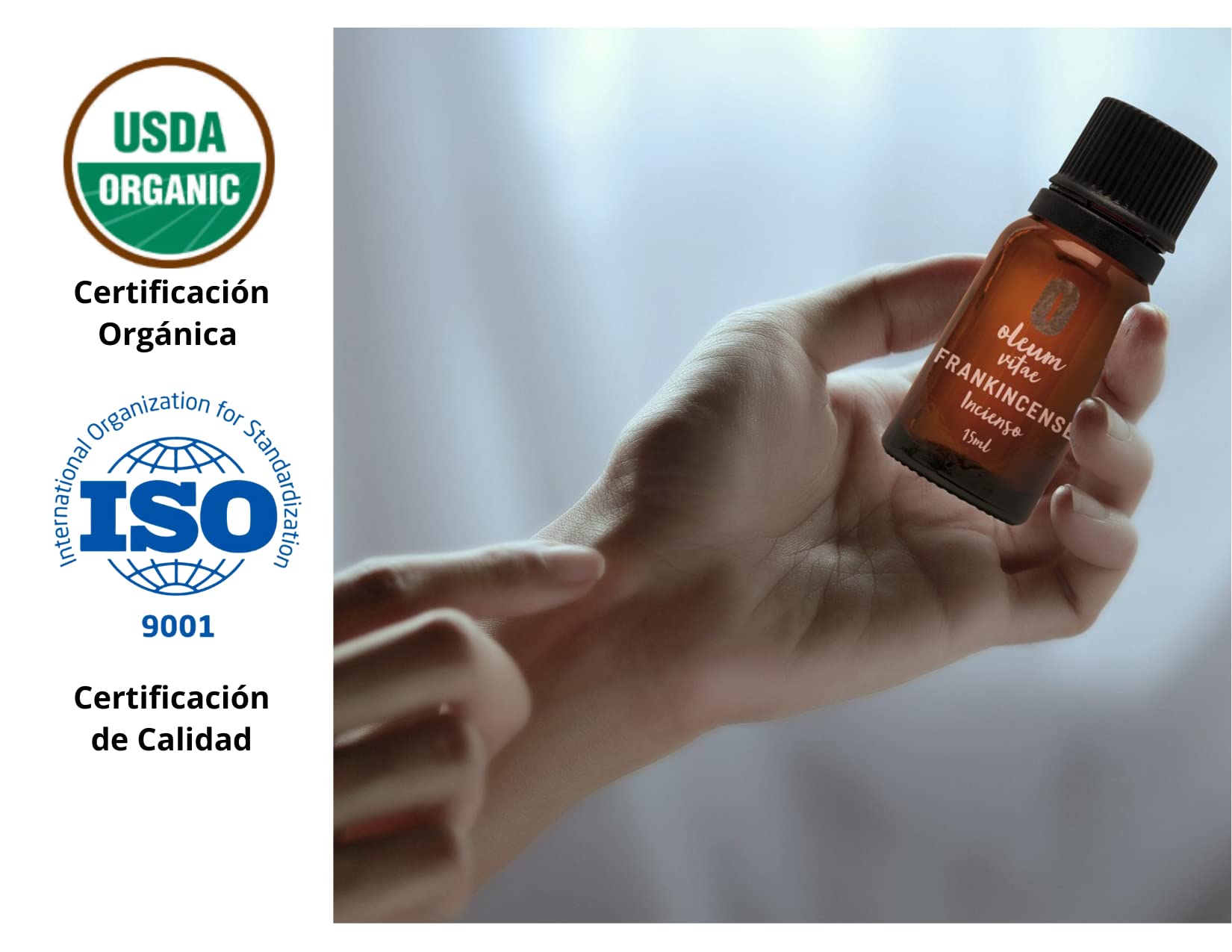 Aceite Esencial OLEUM VITAE Incienso 100% Puro y Orgánico Certificado USDA 15ml
