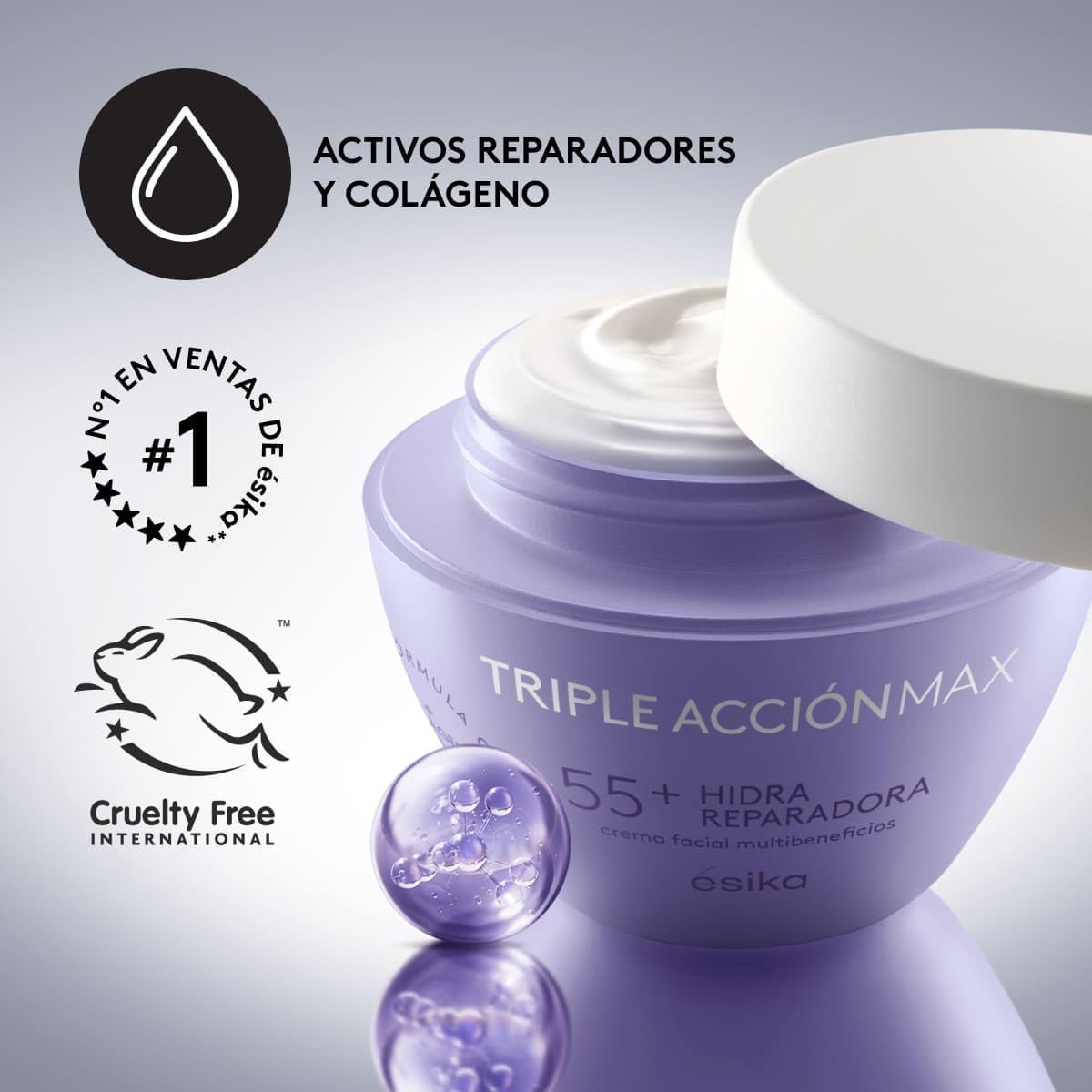 ésika - Crema Facial Hidra Reparadora 55+ Triple Acción Max 120 g