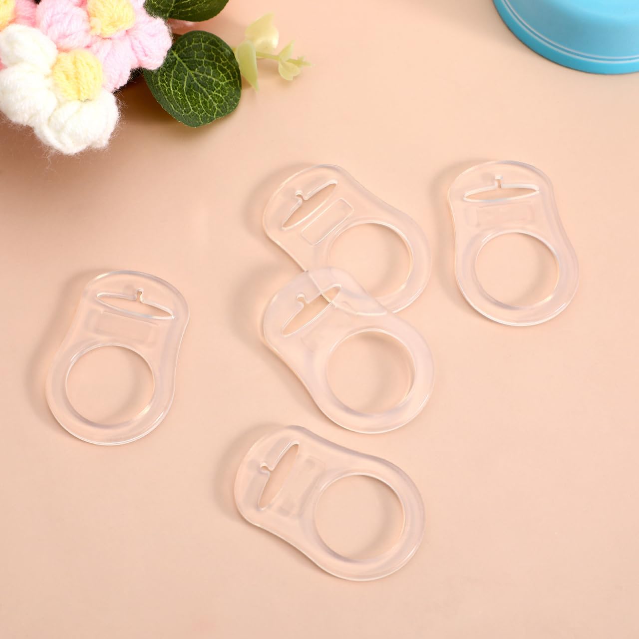 FENICAL - 10 anillos adaptadores de silicona para chupete y clip compatibles con MAM (suave y transparente)