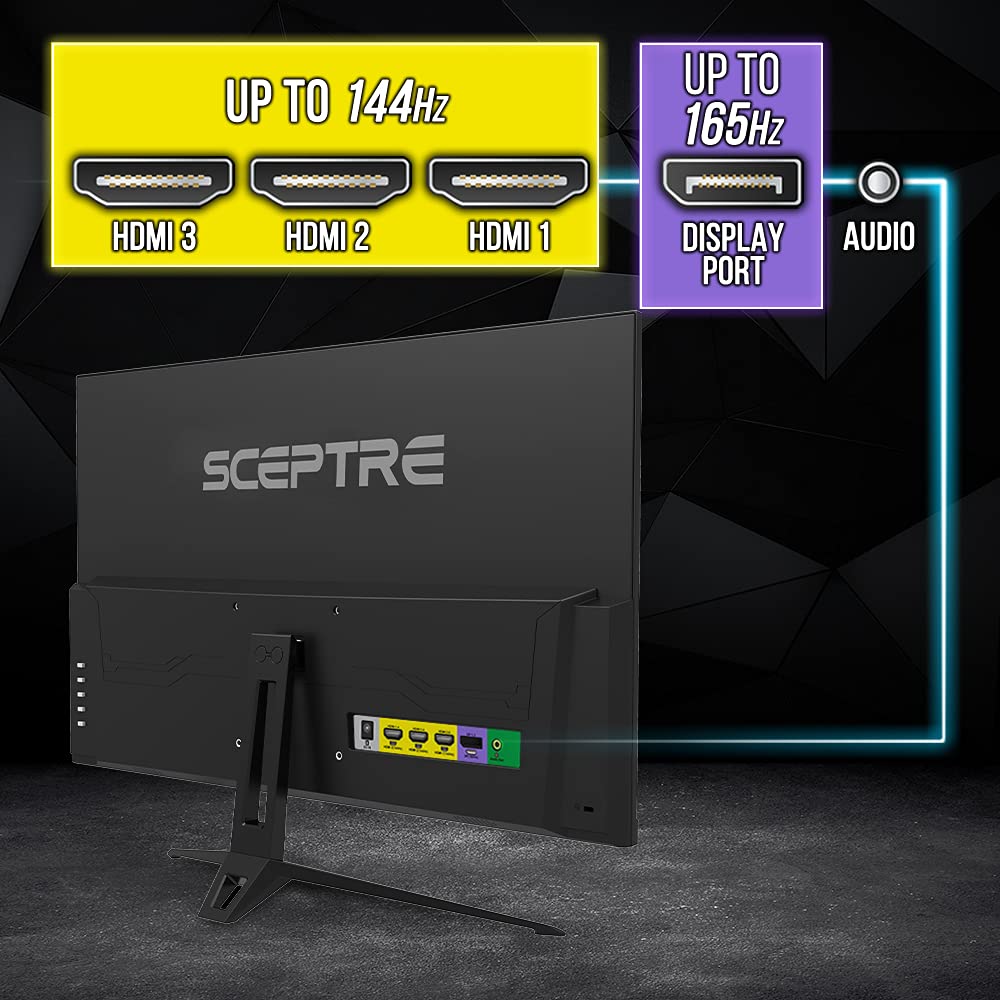 Monitor LED Gaming Sceptre 27 Pulgadas FHD 1080p IPS Gunmetal Negro Frecuencia 165Hz 144Hz 1ms DisplayPort HDMI con FreeSync y Altavoces Integrados