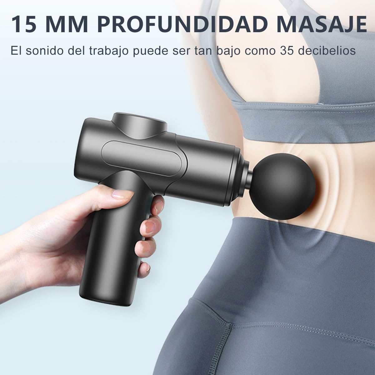 RONSXY Pistola de Masaje Muscular con 4 Cabezas y 6 Velocidades Ajustables, Masajeador Eléctrico Profundo y Portátil de Mano para Relajar Los Músculos y Aliviar el Dolor