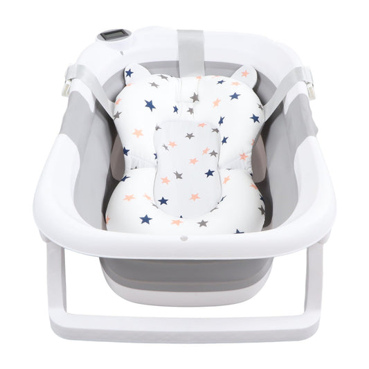 Bañera para Bebé, Tina de Baño para Bebe Bañera Plegable para Bebe Bañera Portatil Termómetro Orificio de Drenaje Bañera de Viaje Portátil Bañera de Lavado para Bebés y Niños (Gris)
