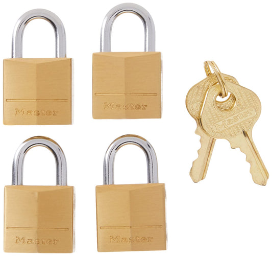 Candado Master Lock Latón Macizo 3/4 Pulgadas Llaves Iguales Paquete de 4