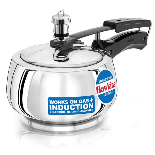HAWKINS Contura - olla de presión de acero inoxidable para estufas de inducción, gas y eléctricas (1,5 litros), plata (SSC15)