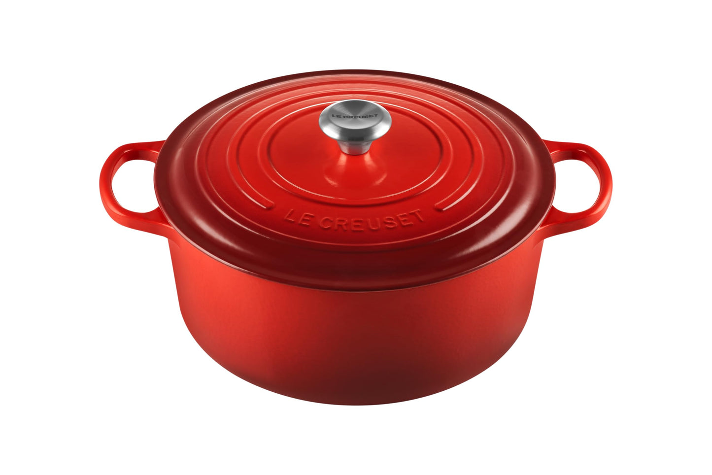 Le Creuset Signature - Horno holandés redondo esmaltado de hierro fundido, 9 cuartos de galón, Cerise