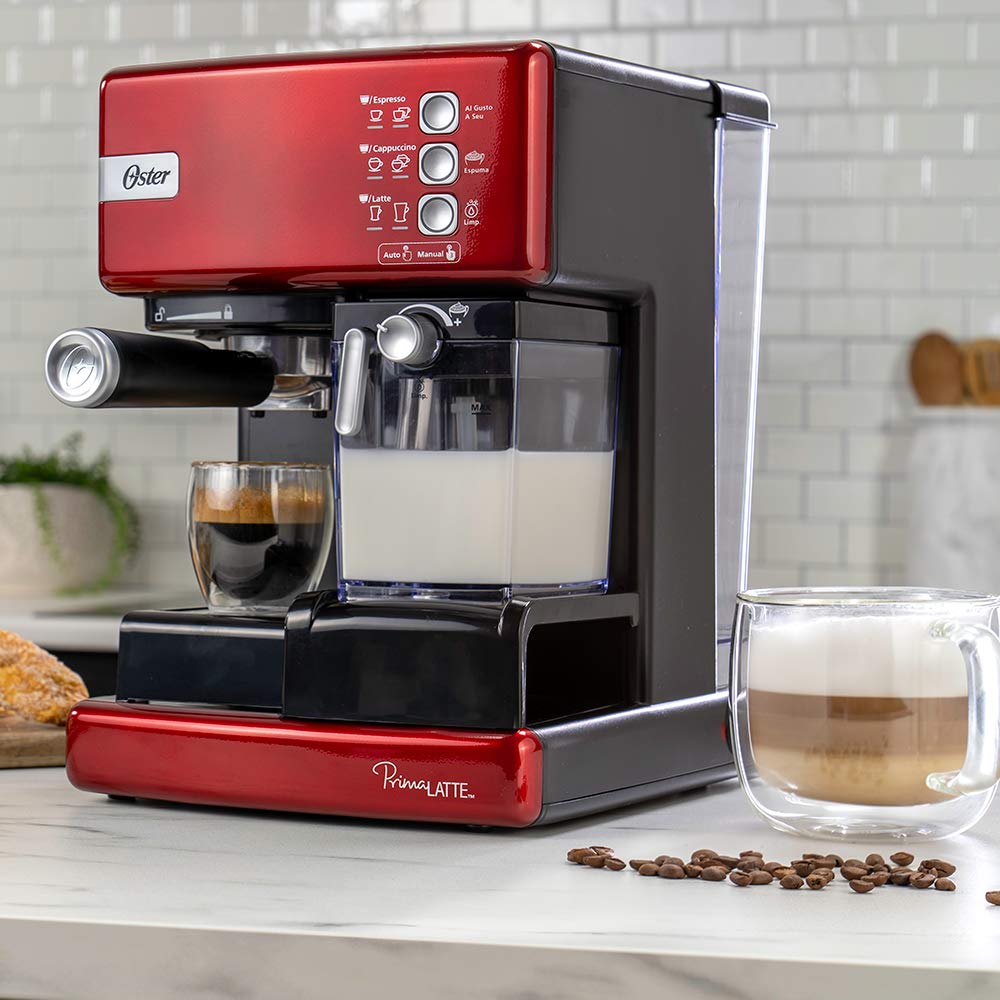 Cafetera Automática de Espresso Oster Roja PrimaLatte BVSTEM6603R