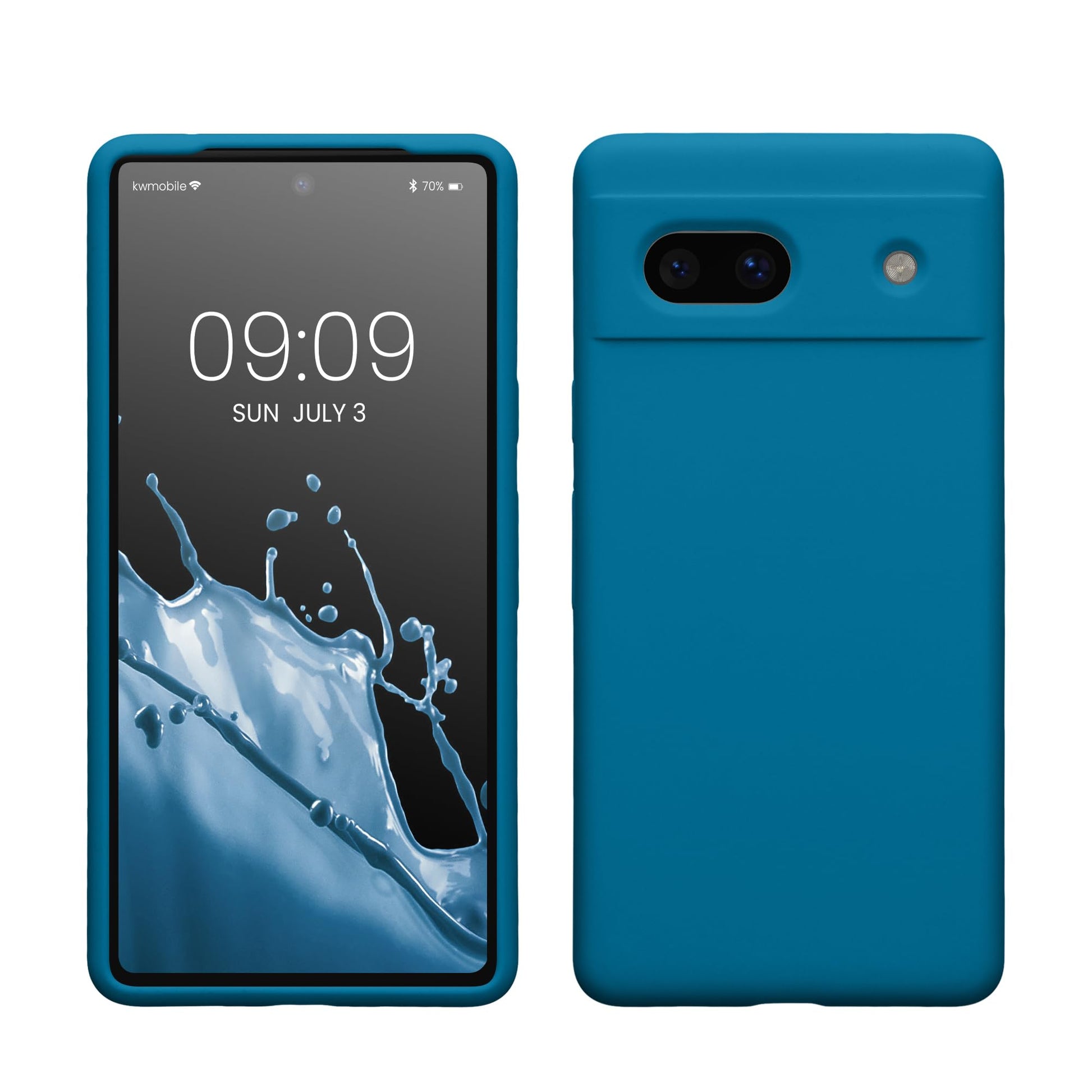 kwmobile Carcasa Compatible con Google Pixel 7a Funda - Case TPU y Silicona antigolpes - Apto Carga inalámbrica - Azul océano