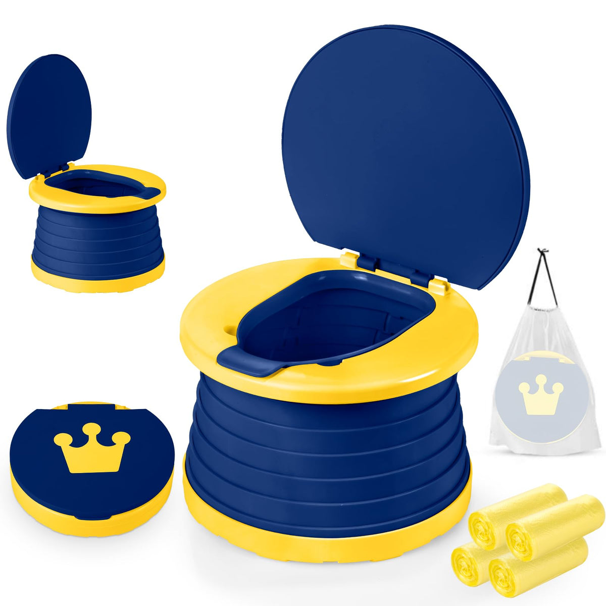 Orinal de Viaje Portátil para Niños, Asiento Entrenador Baño para Niños, Orinal Plegable para Niñas con 60 Bolsa deAlmacenamiento, Portátil Orinal de Emergencia para Viajes, Camping, InterioryExterior