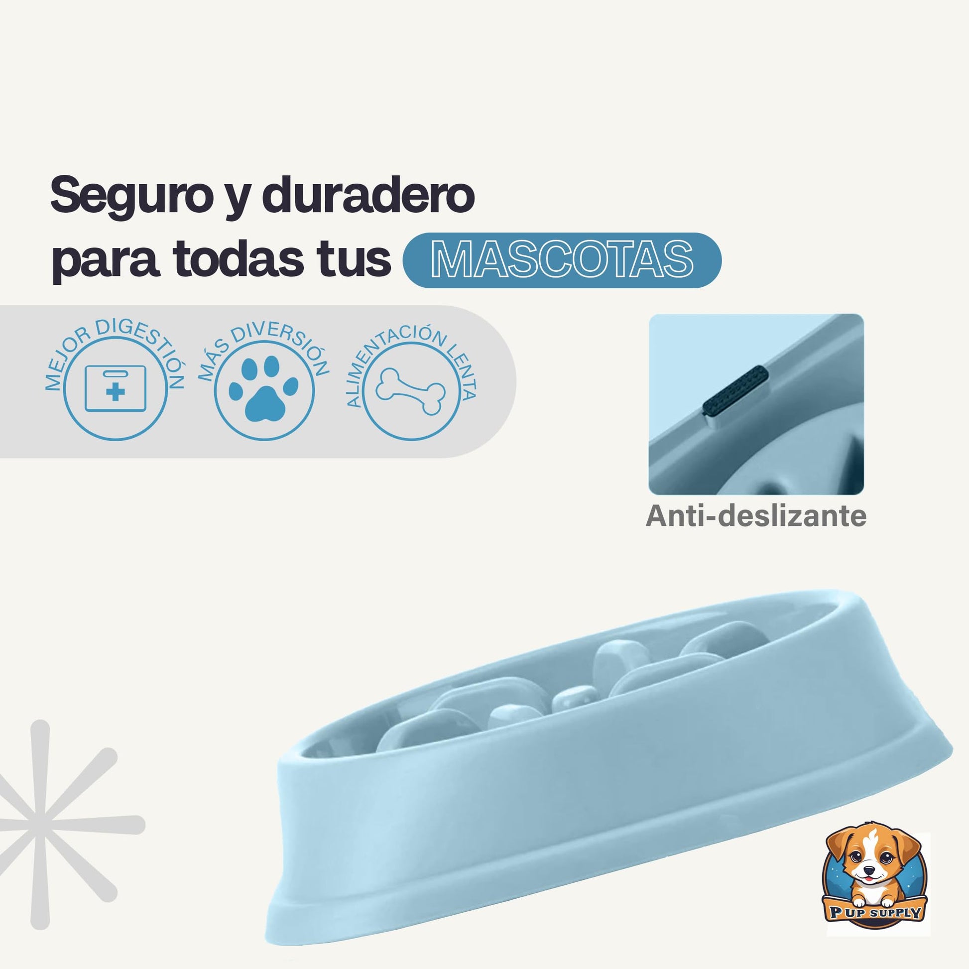 Plato para Alimentación Lenta P.U.P. SUPPLY Azul Claro para Perro y Mascotas