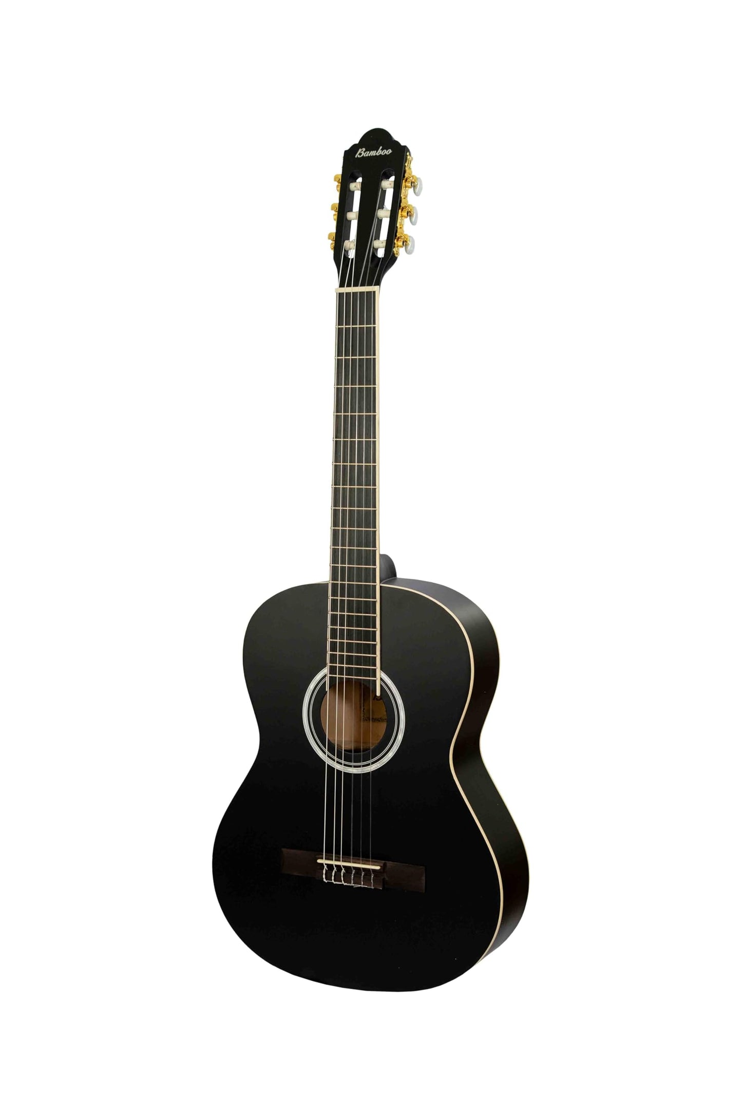 BAMBOO, Guitarra Clasica Negra Estudio con Funda, 39 pulgadas, 4/4, madera Linden. Ideal Estudiantes. Tamano Standard.