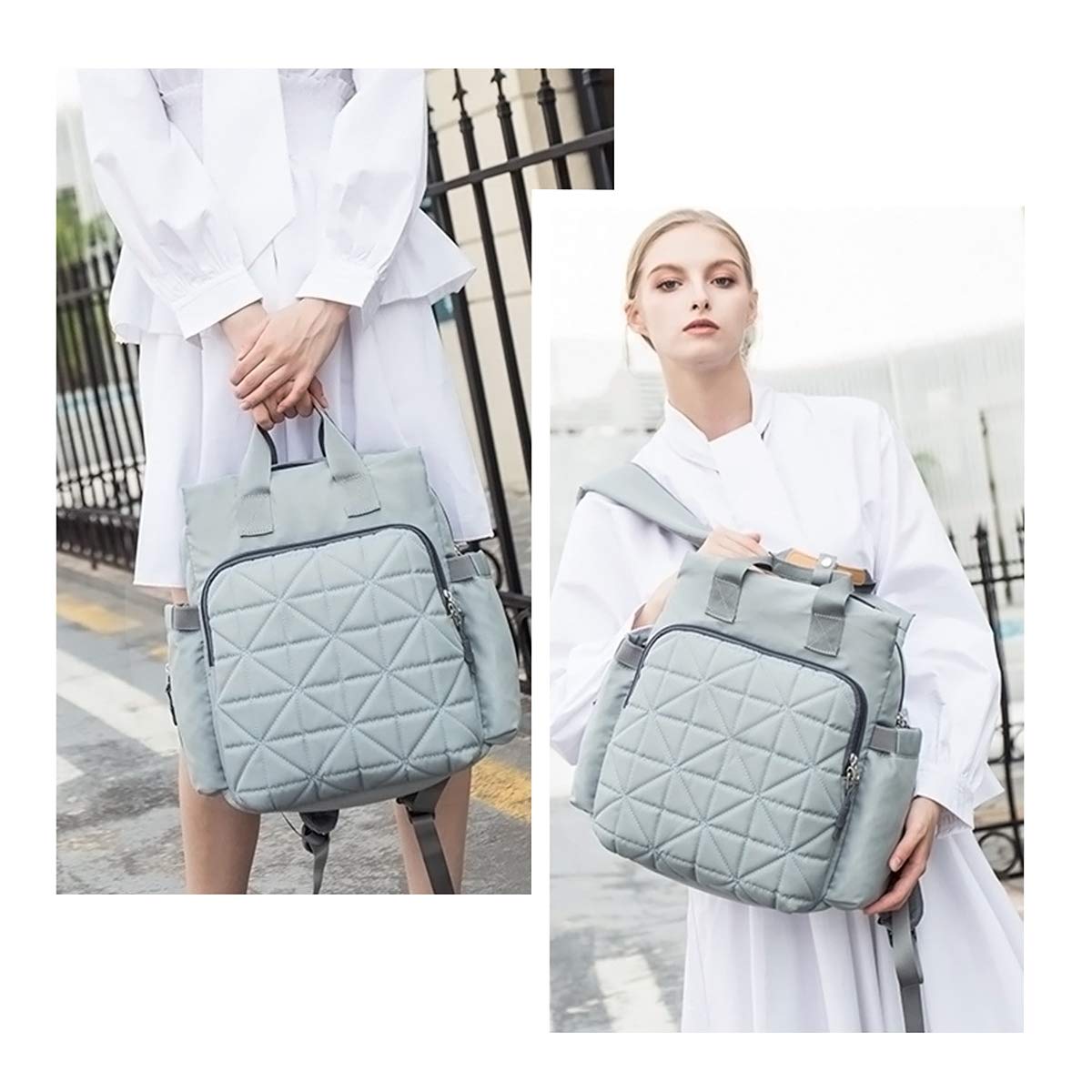 SONARIN Impermeable Mochilas para Pañales Con Nappy Changing Mat,Gran Capacidad, Organizador de Mochila de Viaje,hasta 17 bolsillos,Diseñado para madres posparto,Elegante y Durable(Gris)