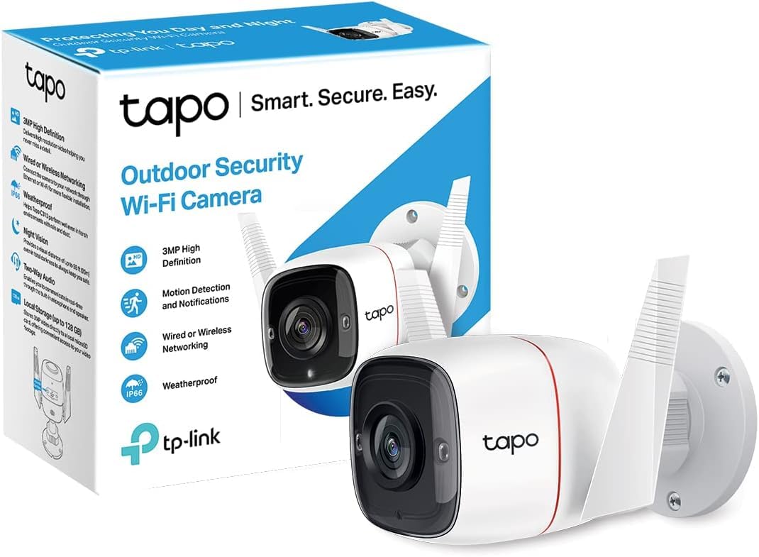 Cámara de Seguridad Wi-Fi TP-Link Tapo C310 Blanca con Alarma de Luz y Sonido para Exteriores con Visión Nocturna