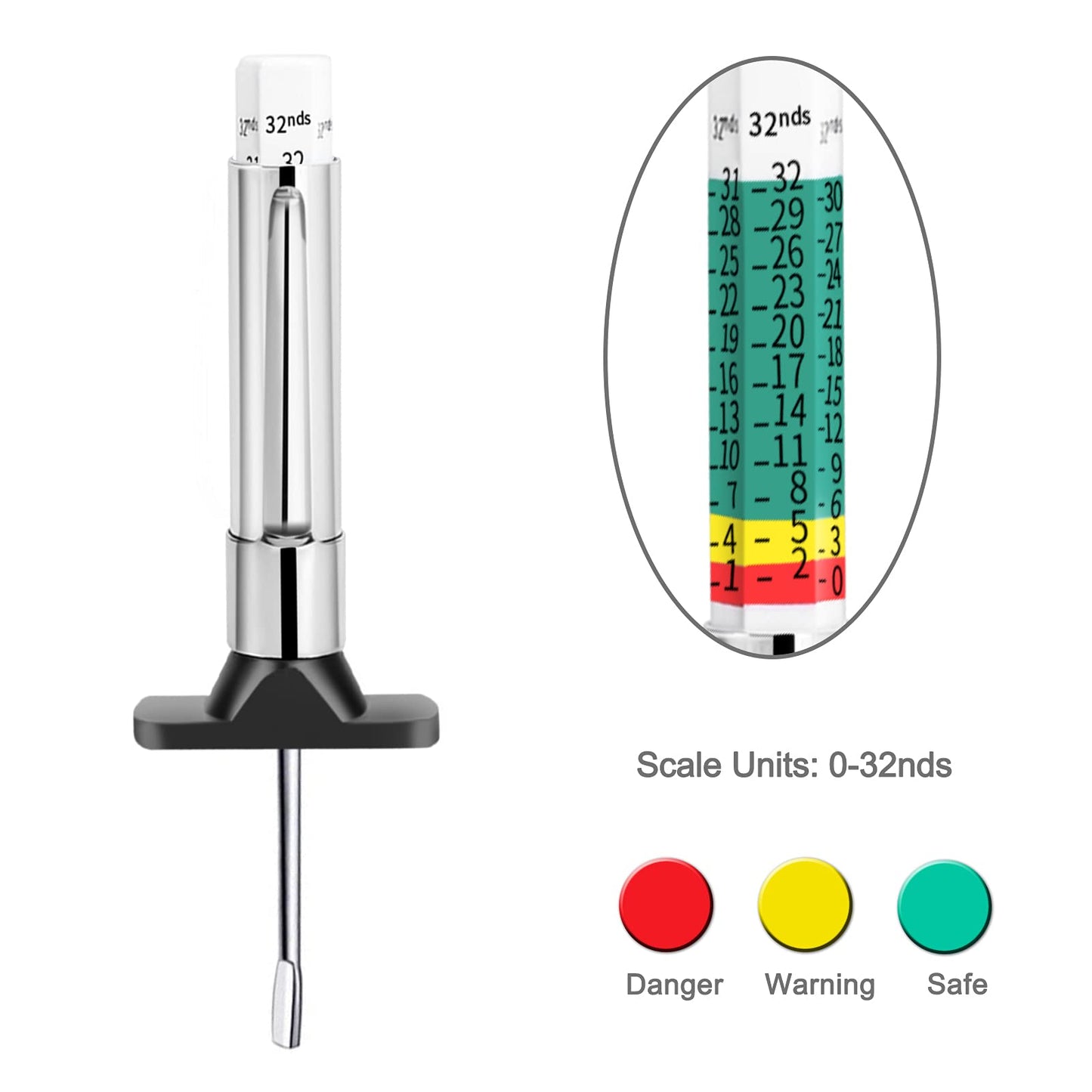 GODESON 88702 - Medidor de profundidad de banda de rodadura inteligente con código de color, 2 unidades (paquete de 1)