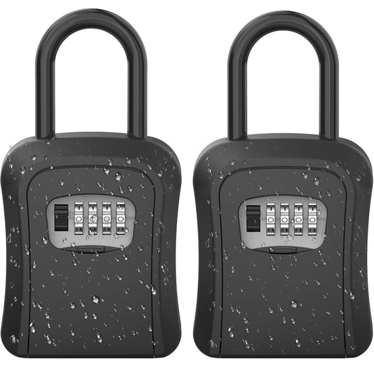 Caja para Llaves Lockbox Negro de Código Reiniciable de 4 Dígitos Impermeable para Oficinas Domésticas
