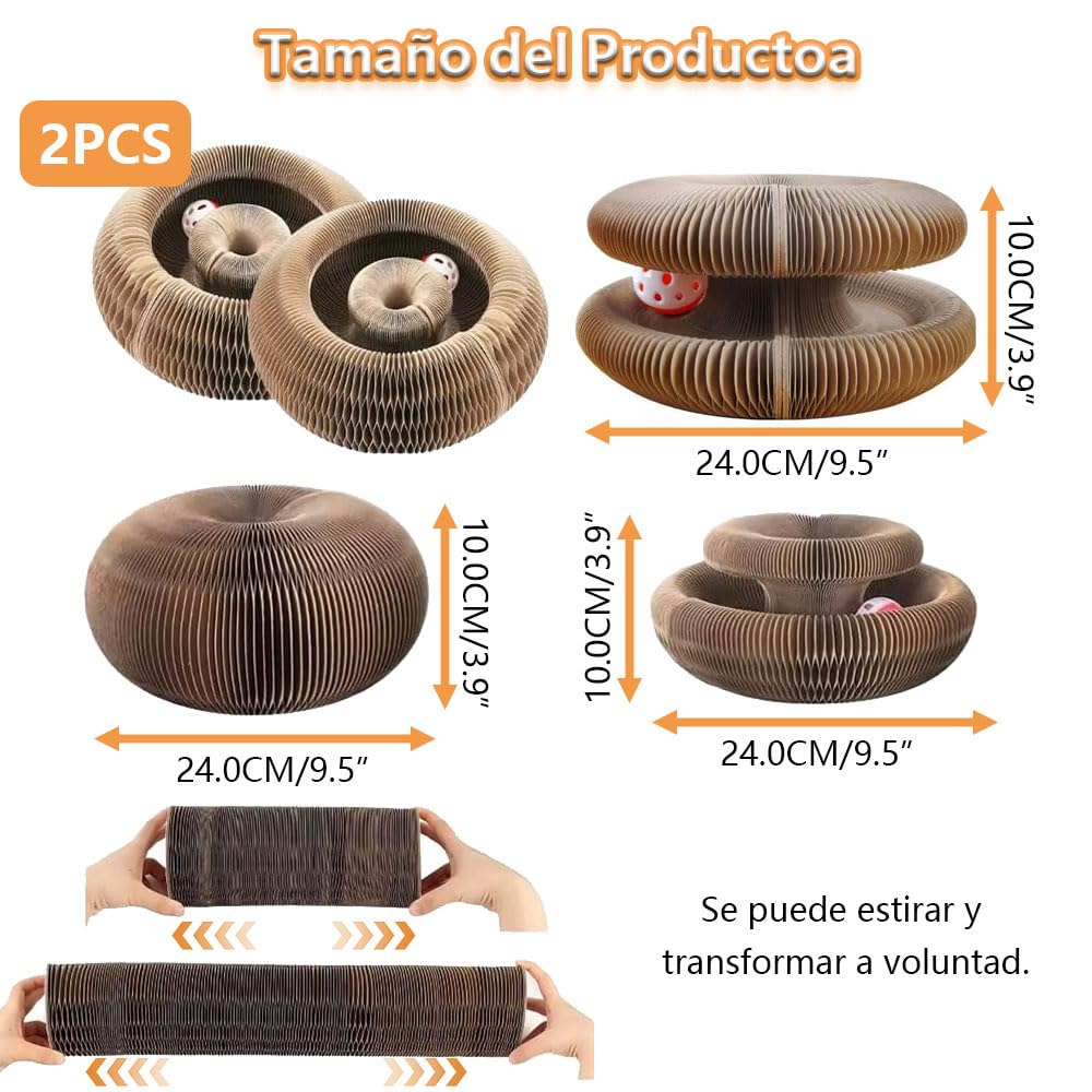 Magic Organ Tabla Rascadora para Gatos - 2 PCS Rascador para Gatos, Tabla Rascadora Plegable para Gatos, Tabla Rascadora para Gatos, con Pelota Juguete, Jugete para Gatos Rascadores Interactivos