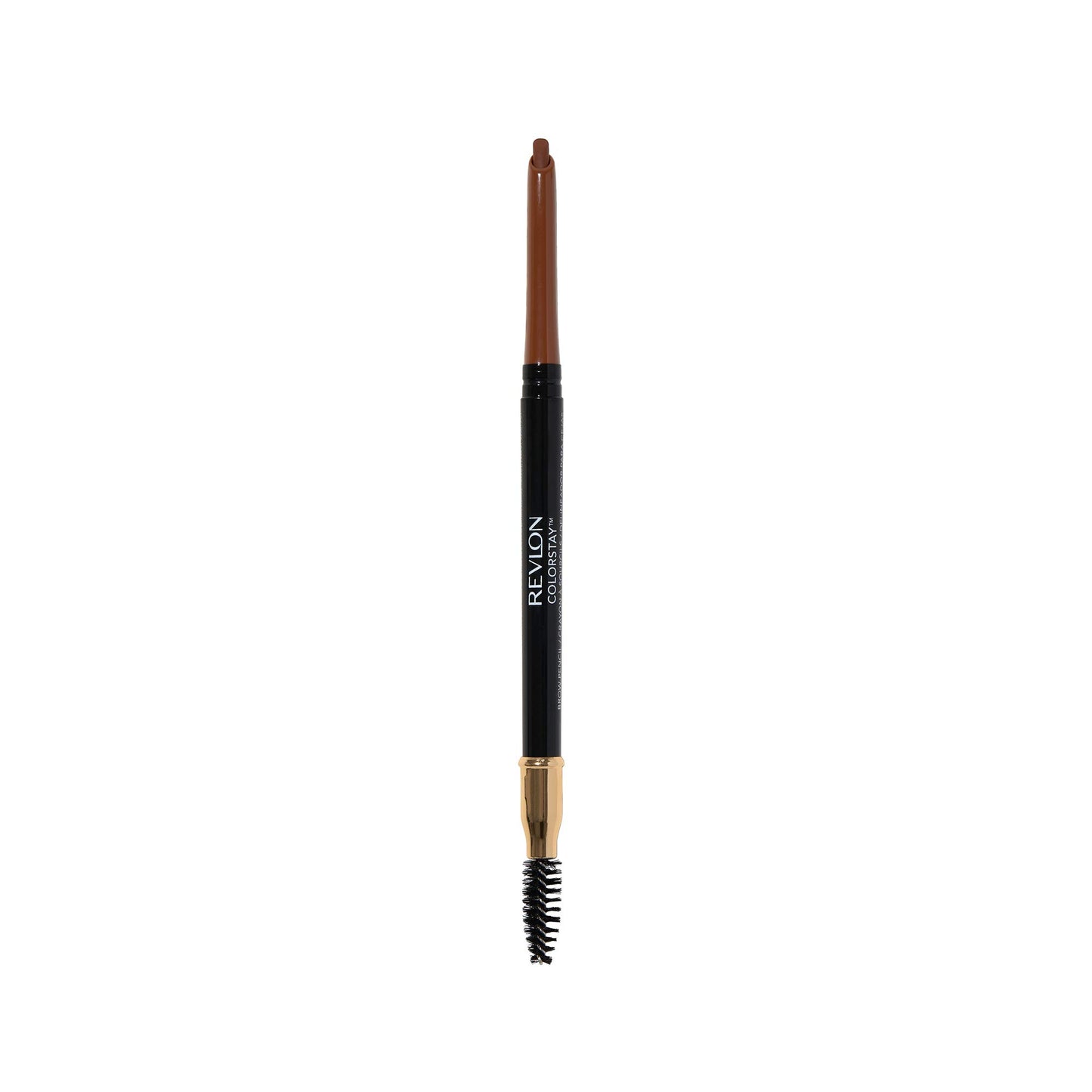 Lápiz de cejas de Revlon, Colorstay Maquillaje de ojos con carrete de cejas, impermeable, punta de precisión en ángulo de larga duración, 215 caoba, 0.1 onzas