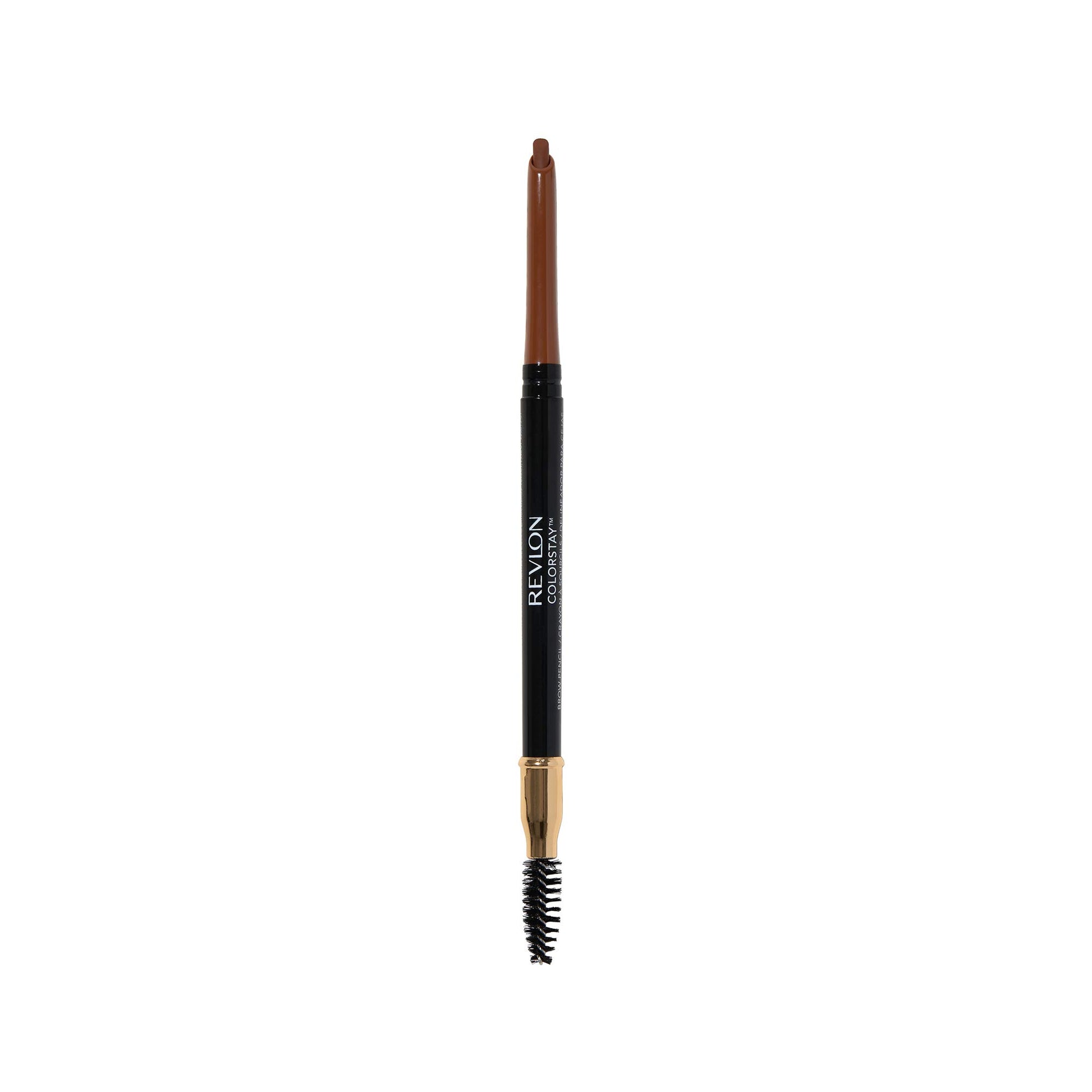 Lápiz de cejas de Revlon, Colorstay Maquillaje de ojos con carrete de cejas, impermeable, punta de precisión en ángulo de larga duración, 215 caoba, 0.1 onzas