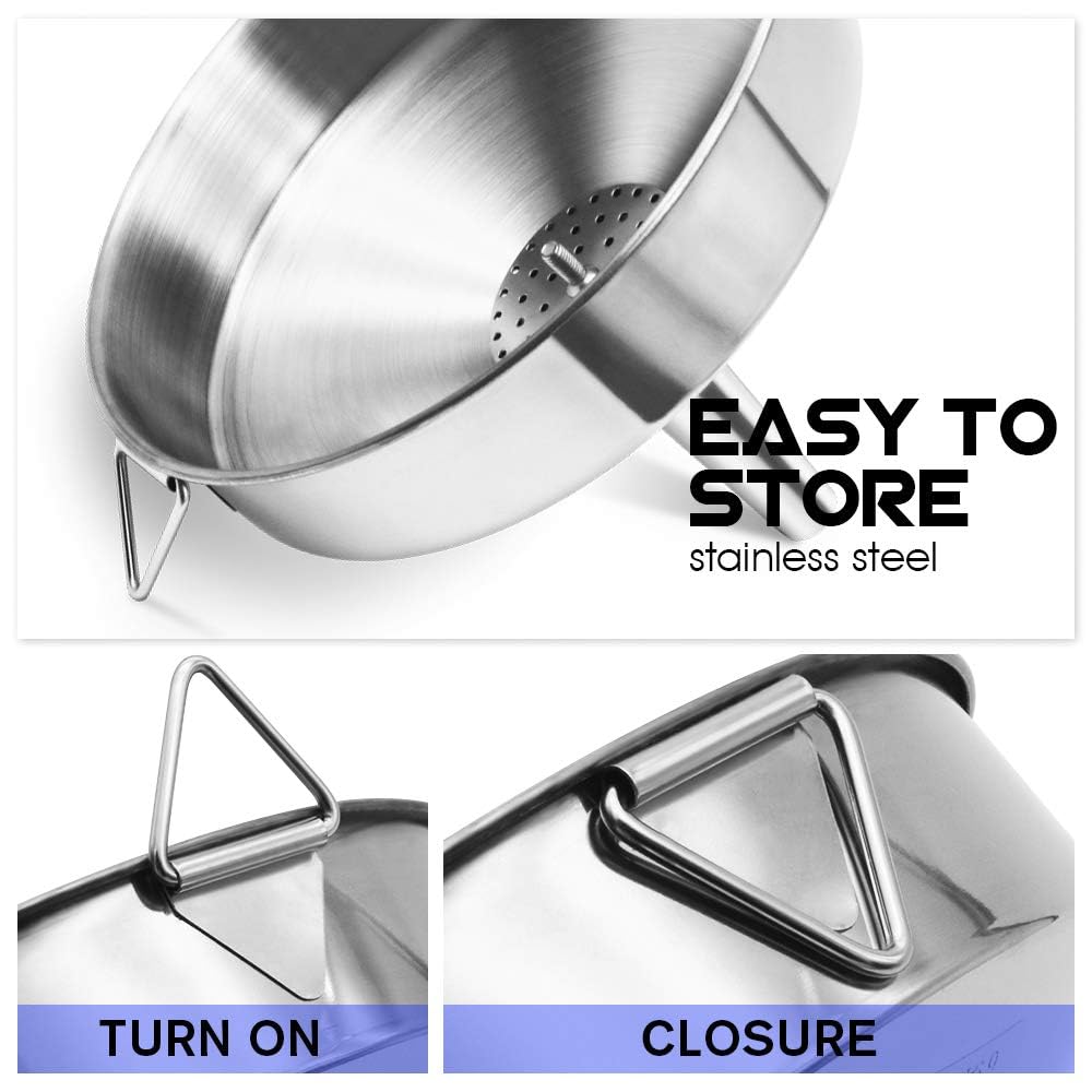 Embudo de Acero Inoxidable con Colador Desmontable para Cocina de Grado Alimenticio