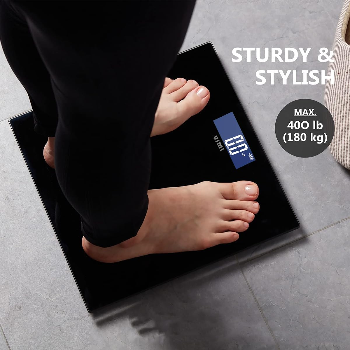 Báscula Digital Cuadrada Pesa Hasta 180 Kg (Negro)