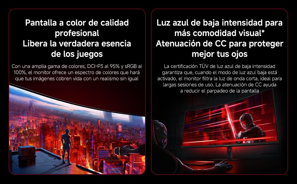 XIAOMI Curved Gaming Monitor G34WQi | 34" Panel VA WQHD (3440 * 1440) HDR 10 180Hz | Amplia Gama de Colores | Luz Led RGB Trasera | AMD Freesync Premium | 1ms MPRT | Altura Ajustable