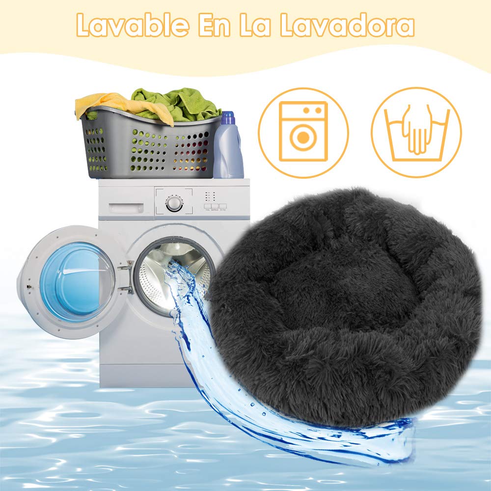 Cama de Donut SlowTon Mediano Pequeño Felpa Antideslizante para Mascota