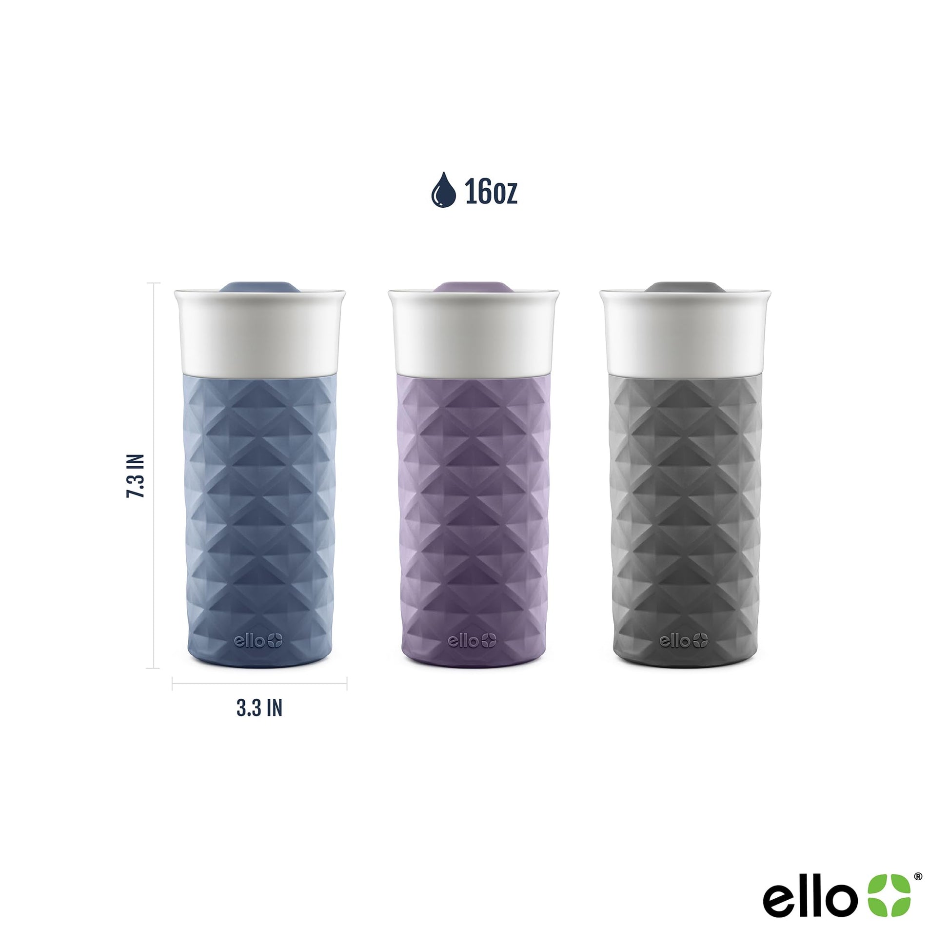 Ello Ogden BPA-Free Ceramic Travel Mug with Lid, Deep Purple, 16 oz