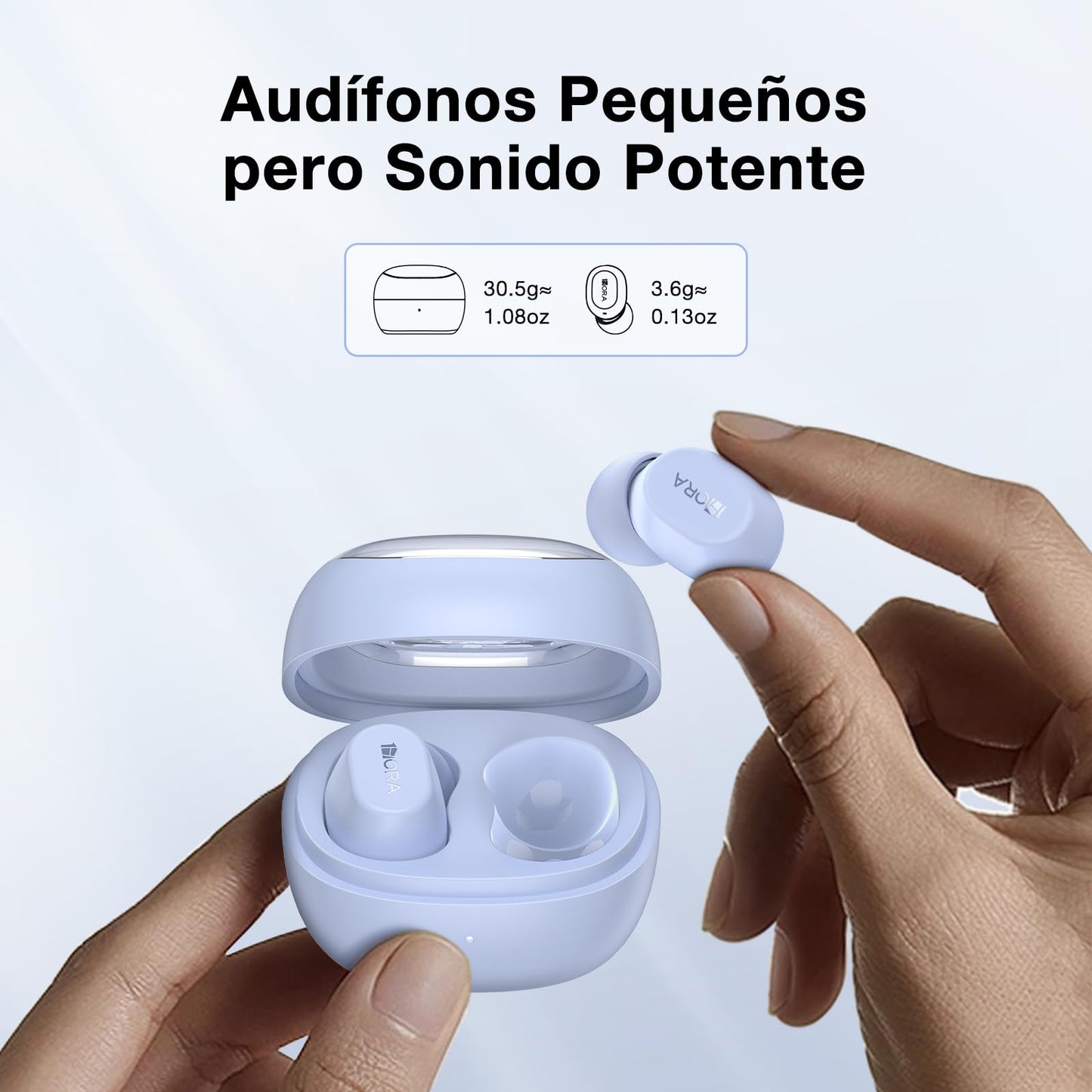 Audífonos In-Ear Inalámbricos Bluetooth 5.3 Azul Pastel para Escuchar Música y Responder Llamadas