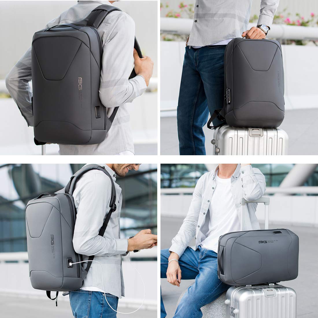 Mochila Bange Gris 35L Ergonomía Transpirable para Portátil y Viajes