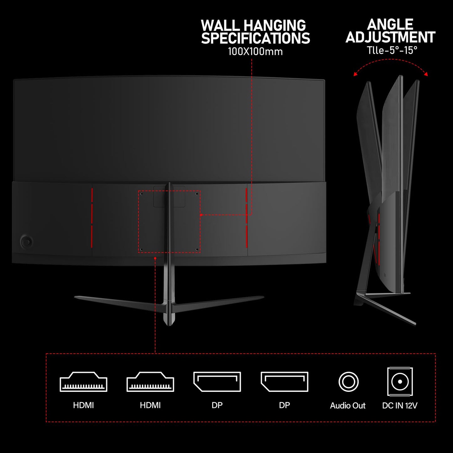 Gawfolk Monitor 27 Pulgadas Gaming Curvo 2K 165Hz, QHD 2560x1440p 144Hz de con AMD FreeSync, sin Parpadeo, HDMI 2.0, DP 1.4, Monitor de PC con Pantalla ultradelgada sin Marco 1800R