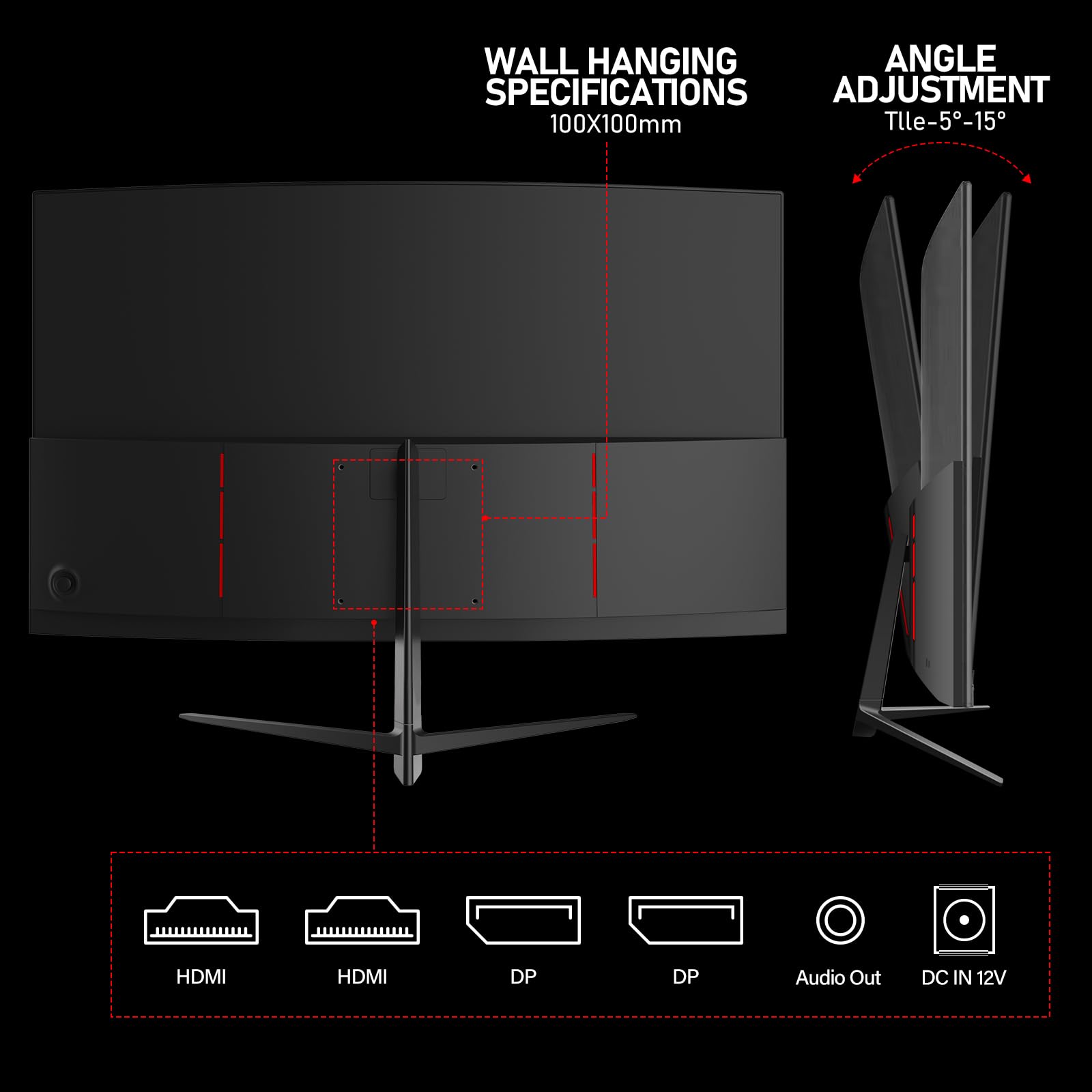 Gawfolk Monitor 27 Pulgadas Gaming Curvo 2K 165Hz, QHD 2560x1440p 144Hz de con AMD FreeSync, sin Parpadeo, HDMI 2.0, DP 1.4, Monitor de PC con Pantalla ultradelgada sin Marco 1800R