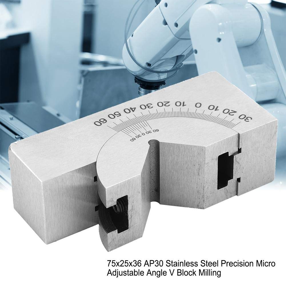 Bloque de ángulo en V ajustable, Configuración de micro fresado de alta precisión Medidor de ángulo de acero inoxidable, para ajustar el ángulo de la fresadora Planchadora Taladro de columna Amoladora