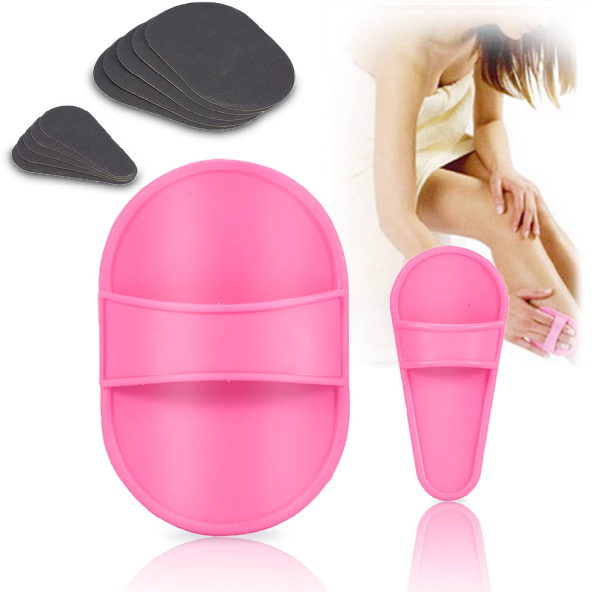 Almohadillas para depilación, almohadilla exfoliante para depilación, piernas suaves, exfoliante indoloro para la piel, herramienta de lijado depilatorio, depilación corporal portátil